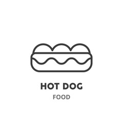 Hot dog  thin line icon. The USA symbols. Vector illustration symbol element for web design.