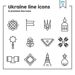 Ukrainian symbols thin line icons. Vector illustration symbol element for web design. .