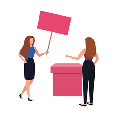 business women with ballot box isolated icon vector illustration design