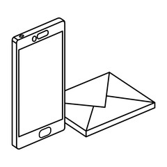 smartphone device with envelope isolated icon vector illustration design