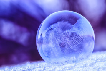 Frozen soap bubble