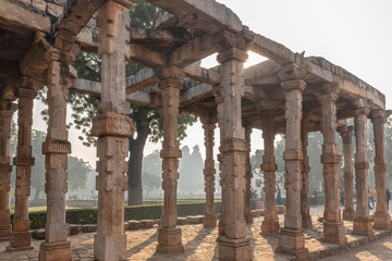 Fototapeta premium Ruins of Qutub Minar complex, a UNESCO world heritage site in New Delhi, India