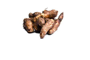 Fresh taro isolated on white background