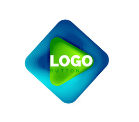 Play, arrow or download button icon, minimal design business logo template. 3d geometric bold in relief style with color blend steps effect. Vector Illustration For Wallpaper, Banner, Background, Card