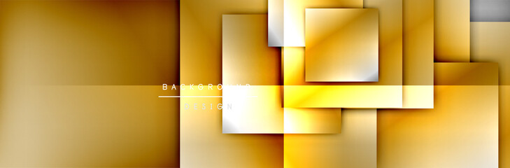 Fototapeta premium Square shapes composition geometric abstract background. 3D shadow effects and fluid gradients. Modern overlapping forms