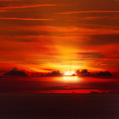 Beautiful sky. red sunlight lighting the clouds softly