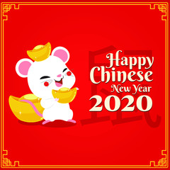 Mouse with gold , Happy chinese new year 2020 (Translate-Rat)