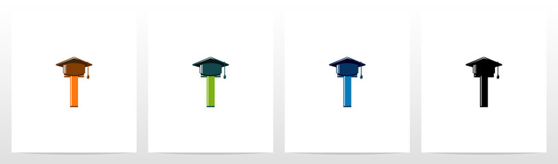 Graduation Hat On Letter Logo Design T