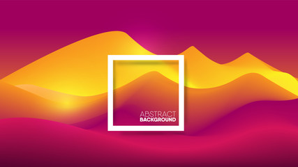 Abstract gradient pink yellow mountain background.