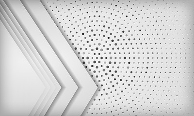 Modern white abstract background with overlap layer on circle halftone texture. Vector illustration.