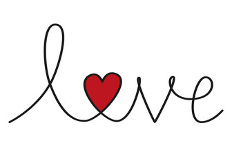 The Handwritten Word "Love" with letter o in the shape of a heart