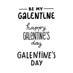 Set of vector hand lettering phrases to celebrate Galentine's day, elebrating women friendship sign, suitable for prints, posters, greeting cards, etc.