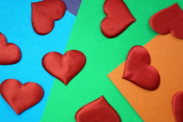 Texture a lot of hearts on a colorful bright background