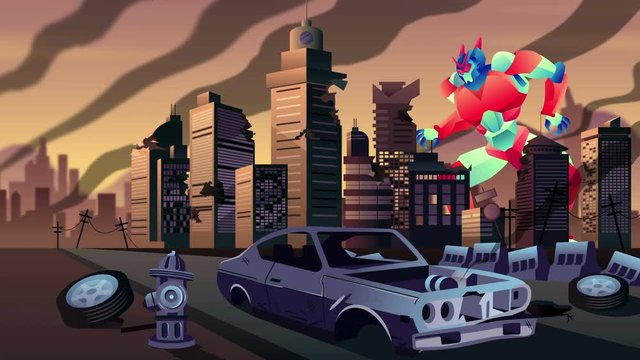 Giant Robot in City
