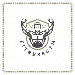 Fitness gym badge or emblem vector illustration.