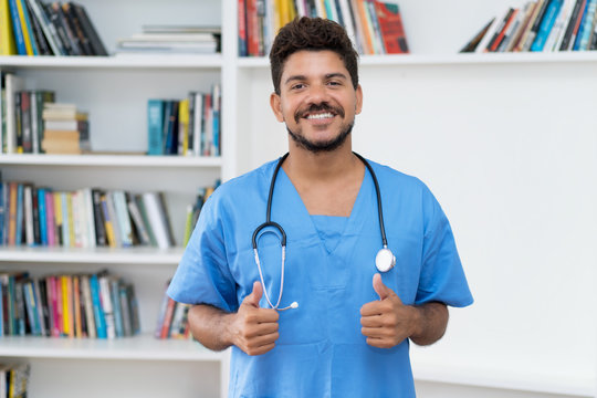 Friendly latin american doctor with beard