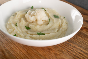 Homemade Cauliflower Puree or Colcannon with Mashed Cabbage