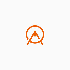 Letter A Mountain with circle logo design template vector illustration