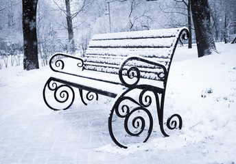 benches in snow