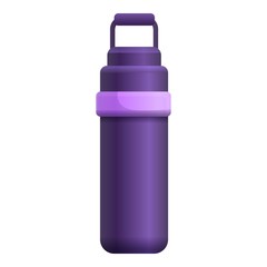 Violet thermo flask icon. Cartoon of violet thermo flask vector icon for web design isolated on white background