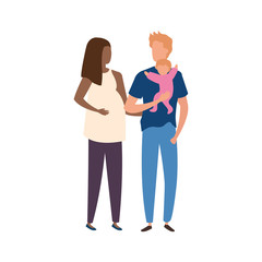 parents with baby girl avatar characters vector illustration design