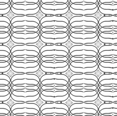Hand drawn, interesting, overlapping, geometric shape, abstract, repeat pattern in monochrome. For packaging/ textile/fabric print. 