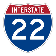 Interstate highway 22 road sign