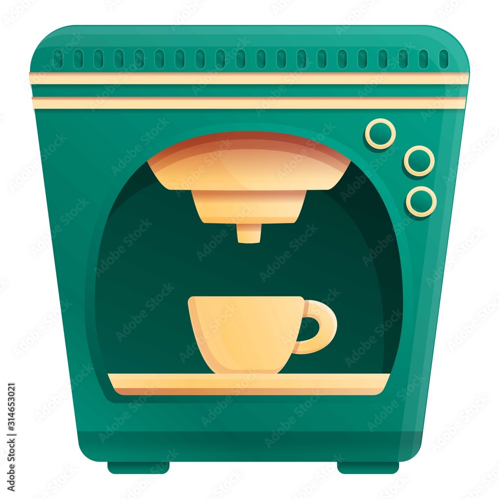 Poster coffee machine make latte icon. cartoon of coffee machine make latte vector icon for web design isol