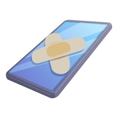 Cross plaster phone icon. Cartoon of cross plaster phone vector icon for web design isolated on white background