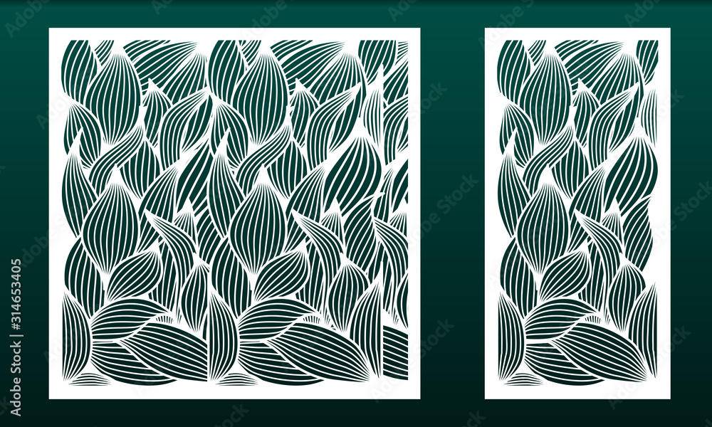 Canvas Prints set of panels for laser cutting. templates for wood or metal cut, fretwork stencil, paper art. flora