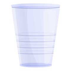 Transparent plastic cup icon. Cartoon of transparent plastic cup vector icon for web design isolated on white background