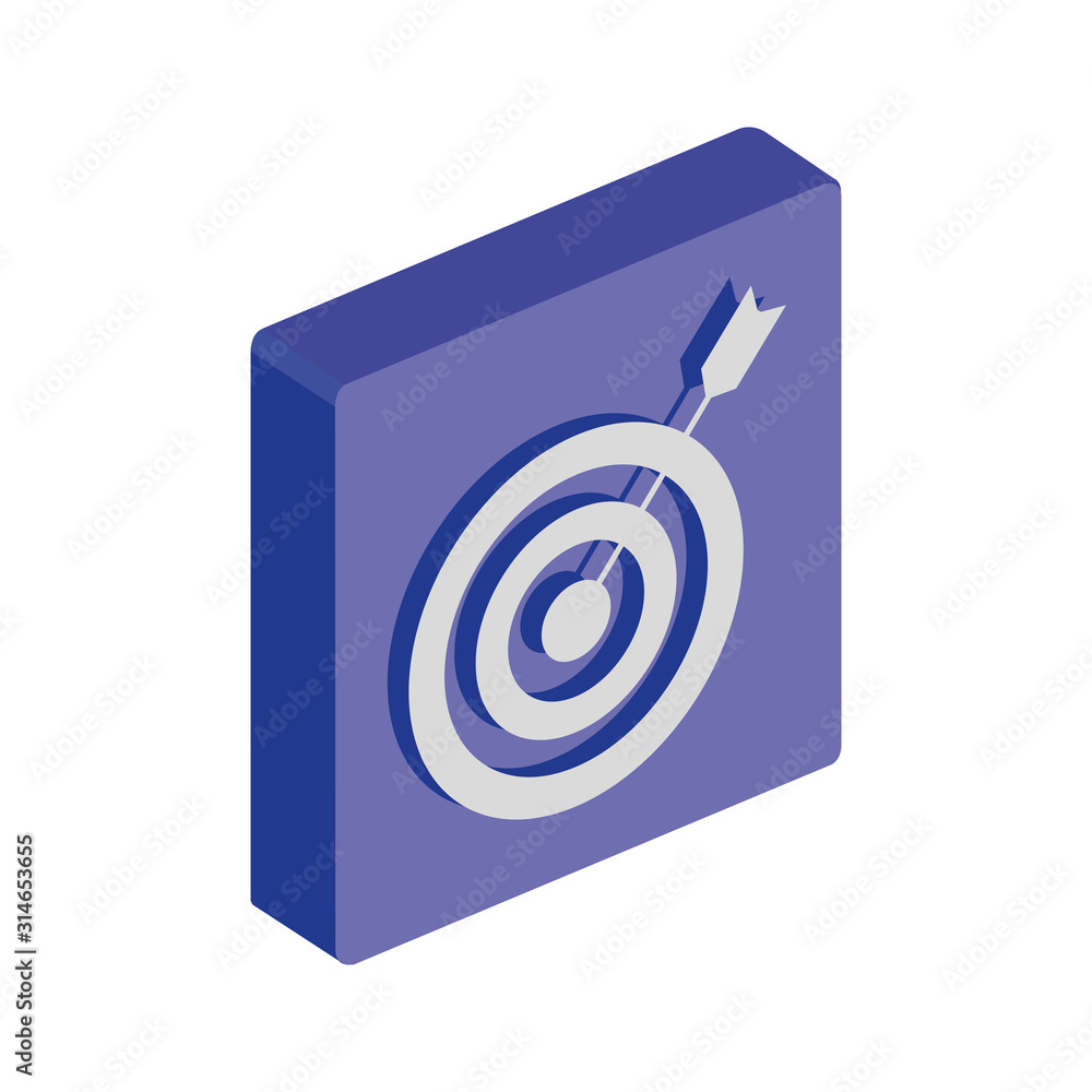 Poster button with target and arrow isolated icon vector illustration design
