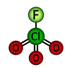 Perchloryl fluoride gas molecule icon.