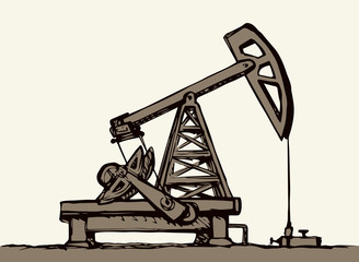 Industrial production of oil. Pump. Vector illustration.
