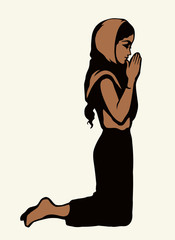 Vector image of the praying girl