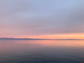 Beautiful sunset by the sea, natural colors