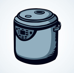 Pressure cooker. Vector drawing machine