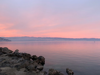 Beautiful sunset by the sea, natural colors