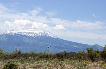 Turbines to produce wind energy, new ecofriendly production in Italy, Sicily