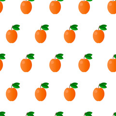 Colorful apricot seamless pattern isolated on white. Vector illustration