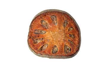Bale fruit One piece. Dried bale fruit tea an isolated on white background. No people.