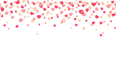 confetti in the form of hearts, falling from above. vector