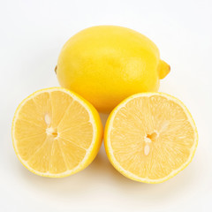 Cut citrus fruit of  lemon on white background