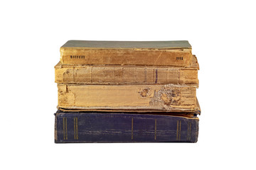  Old torn book bindings on a white background