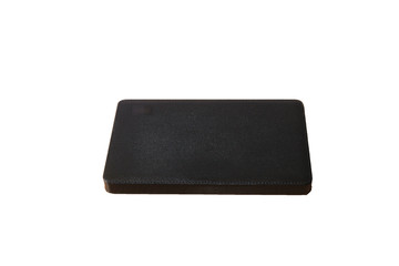 Powerbank new, powerful dark color with two usb inputs on a white background and clipping path