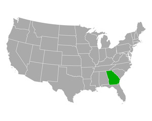 Fototapeta na wymiar Karte von Georgia in USA