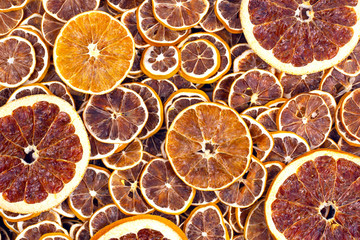 Dried slices of various citrus fruits