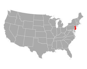 Karte von New Jersey in USA