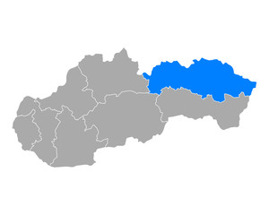 Karte von Presovsky kraj in Slowakei