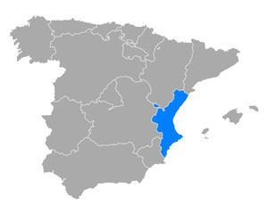 Naklejka premium Karte von Valencia in Spanien